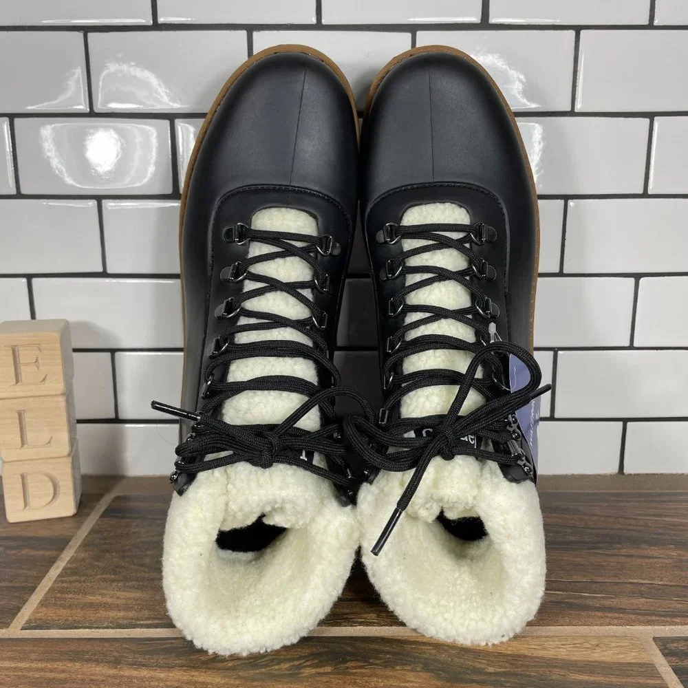 Jambu Rainey Hiker Womens Sz 9.5 Shoes Black Waterproof Faux Fur Ankle Boots NEW